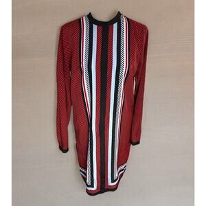 Michael Kors Dress Button Sz Sm Long Sleeve Red White Blue Stripe Retro